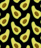 BLACK VECTOR SEAMLESS BACKGROUND WITH AVOCADO SLICES IN POP ART STYLE