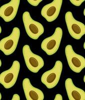 BLACK VECTOR SEAMLESS BACKGROUND WITH AVOCADO SLICES IN POP ART STYLE