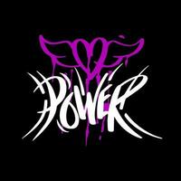 Modern graffiti with the inscription Power and heart. Marker, spray. Vector illustration for printing on fabric, logo.