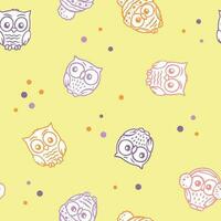 Vector colorful illustration of pattern with owls in childish style. Editable art for fabrics, wallpaper and etc.