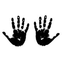 Hand print isolated on white background. Creative paint hands prints. Happy childhood design. Artistic kids stamp, bright human fingers and palm Vector illustration