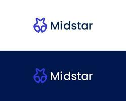 M with star logo concept, Star logo design concept vector