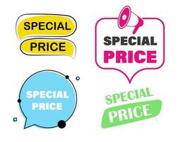 Special price offer set of object. 4 different label with loudspeaker vector