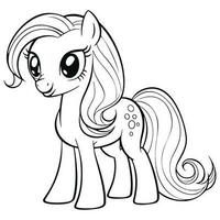 Kawaii Pony Coloring Page vector