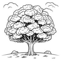 Cartoon Tree Coloring Page vector