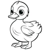 Cute Duck Coloring Page vector