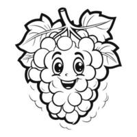 Kawaii Grape Coloring Page vector