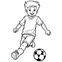 dibujos animados chico jugando fútbol vector