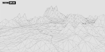 3d Wireframe of  mountains   polygonal  landscape.Vector Illustration vector