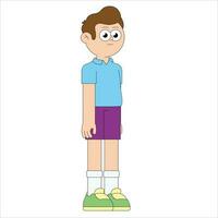 Standing cute school boy. vector illustration