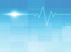 corazón ola tecnología antecedentes muestra el ritmo de el corazón ese es bombeo. oscuro azul antecedentes con un cuadrícula vector