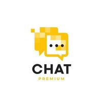 Pixel Chat, dialog app dialog bubble box logo icon template vector