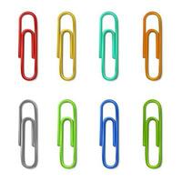 3d realistic colorful collection of paperclips. Isolated on white background. vector