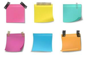 3d realistic vector colorful paper squares for notes.