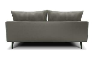 3d realistic vector gray sofa from the back view on white background.