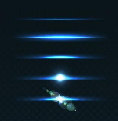 Vector realistic light flares, laser beams.