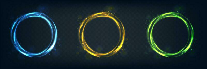 Abstract vector glow background. Halo light circle in blue, yellow and green color.