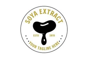 Vintage Retro Soya Bean Extract for Milk Badge Emblem Label Design Vector