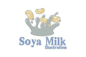 Simple Minimalist Splash Milk with Soya Bean Icon Illustration Product Design Vector