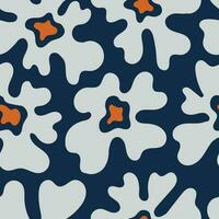 Minimal seamless pattern with liquid flowers vector