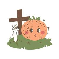 Scared pumpkin character vector