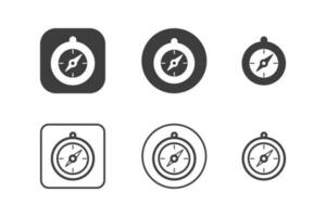 Compass icon design 6 variations. Travel icons set, Isolated on white background. vector