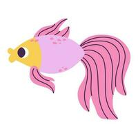 Isolated cartoon marine goldfish with spots in hand drawn flat style on white background. vector