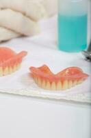 False teeth on a dentist's table photo