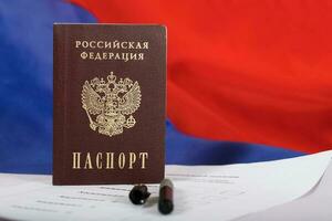 Russian passport on ballot paper. photo