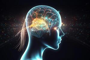 desbloqueo el misterios de el mente explorador el conexión Entre meditación, esoterismo, y el brillante neuronas de el cerebro, ai generado foto