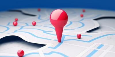 Pin GPS location symbol icon sign maps. Place Business location. route graphic road mark destination, AI Generated photo