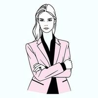 Business woman in minimalistic hand drawn style, vector illustration