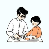 A teacher and a student working, vector illustration