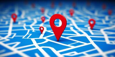 Pin GPS location symbol icon sign maps. Place Business location. route graphic road mark destination, AI Generated photo