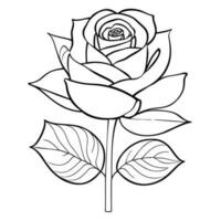 Rosa para dibujo colorante libro, vector ilustración línea Arte