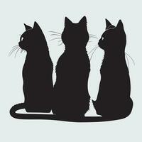 multiple cat silhouettes, vector illustration line art