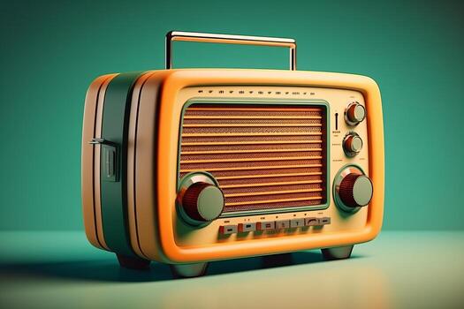 80s 90s radio with retro colors in background, photo