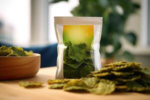 Seaweed chips created with Generative Al technology photo