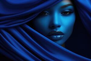 Blau background cover woman photo