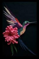 Yarn painting of a hummingbird photo