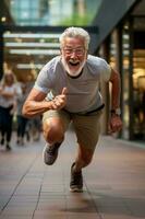 Active senior jogging in a park photo