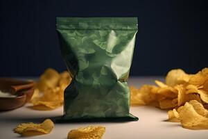 Seaweed chips created with Generative Al technology photo