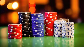 Stacks of Colorful Casino Chips - Gamble in Style - photo