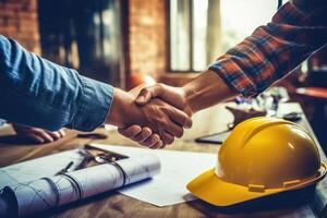 Building Together - Handshake Conveying Construction Unity - photo