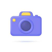 3d photo camera icon in minimalistic cartoon style. vector illustration isolated on white background