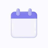 3d calendar icon in realistic style. cute, shiny calendar. vector illustration isolated on white background.