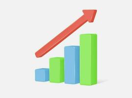 3d realistic graph of price growth on a trading exchange. price growth tracking or analytics concept for report. vector illustration