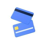 3d plastic credit cards in flight. realistic vector illustration isolated on white background.