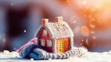 Whimsical Knitted House - Wrapped in Comfort - Generative AI photo