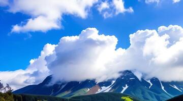 nube antecedentes con montañas. ai generativo foto